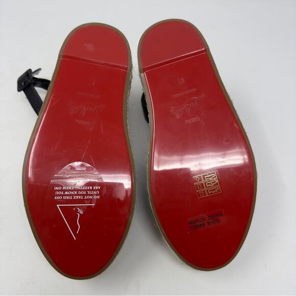 Christian Louboutin Mariza Zeppa 130 Black Espadrille Wedge Sandal EU 37 - Picture 11 of 12